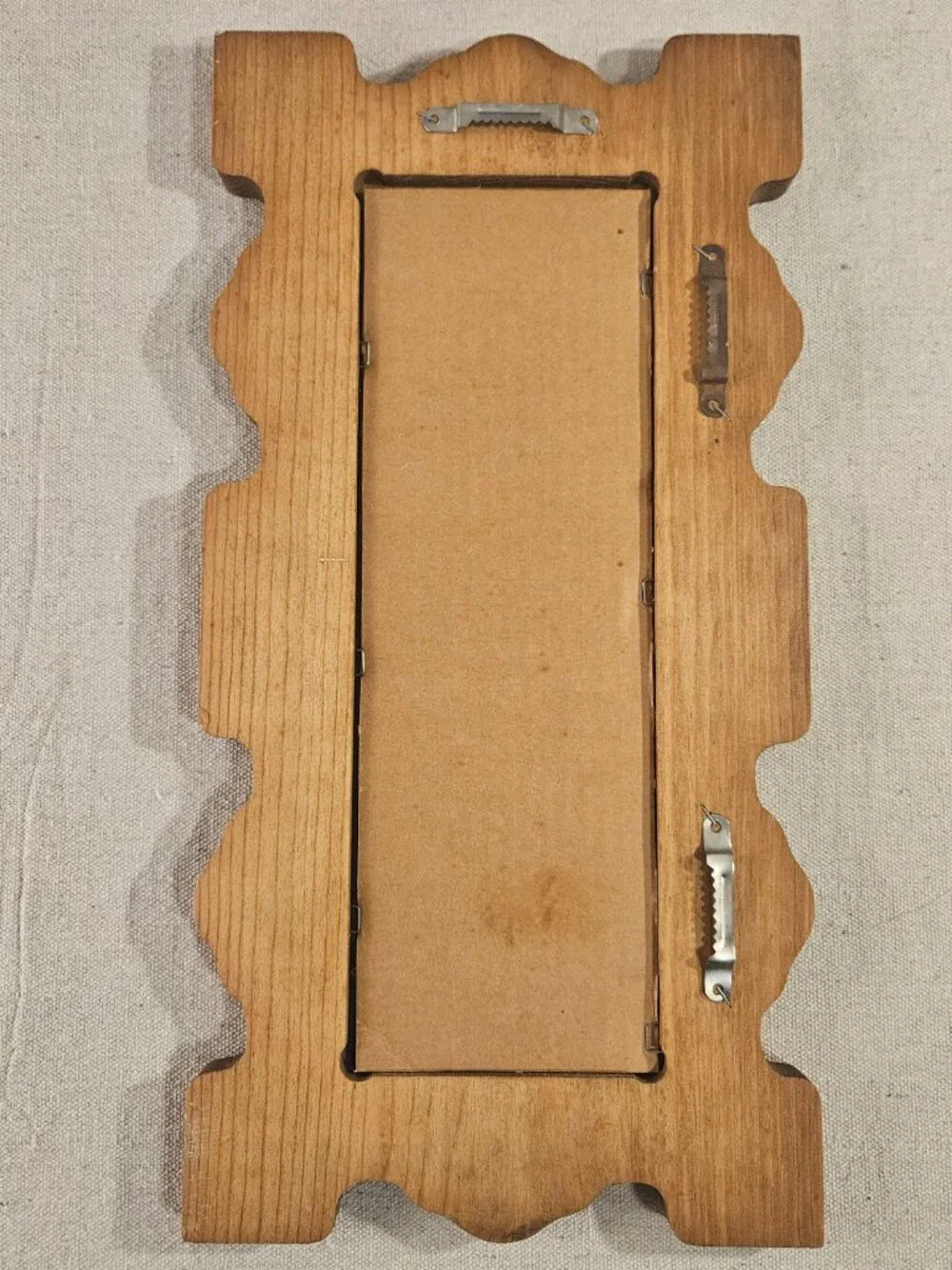 Vintage Folk Art Hand Painted Wooden Wall Mirror Scalloped Cottagecore Heart